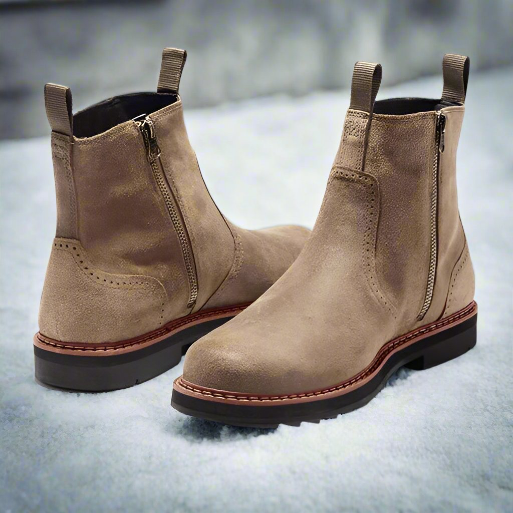 Herrestøvler Chelsea – Semsket Skinn – Elastiske Paneler – Komfortabel Slip-on