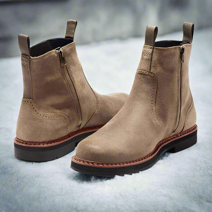 Herrestøvler Chelsea – Semsket Skinn – Elastiske Paneler – Komfortabel Slip-on