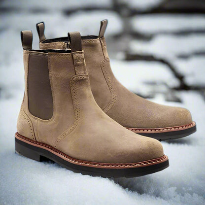 Herrestøvler Chelsea – Semsket Skinn – Elastiske Paneler – Komfortabel Slip-on