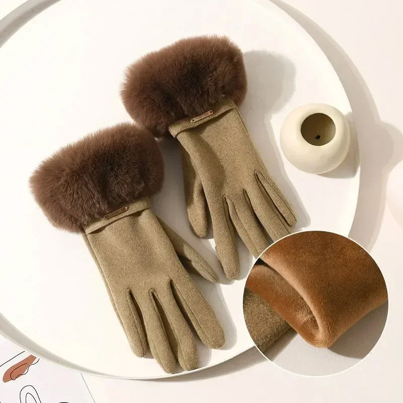 Isabella Fitted Gloves | Plush Cuff, Strap Detail Gloves