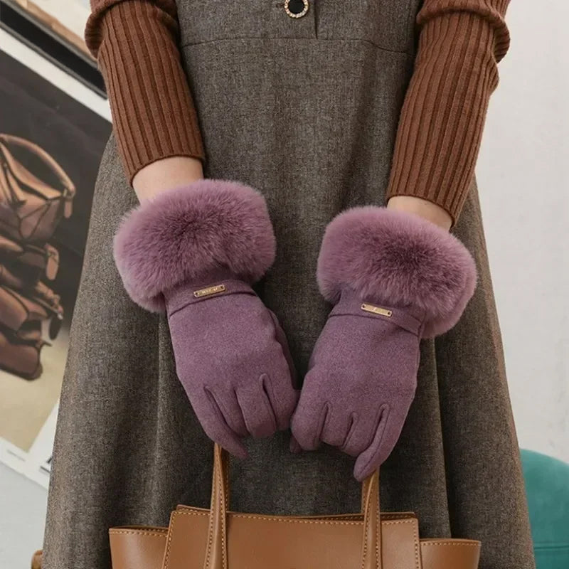 Isabella Fitted Gloves | Plush Cuff, Strap Detail Gloves