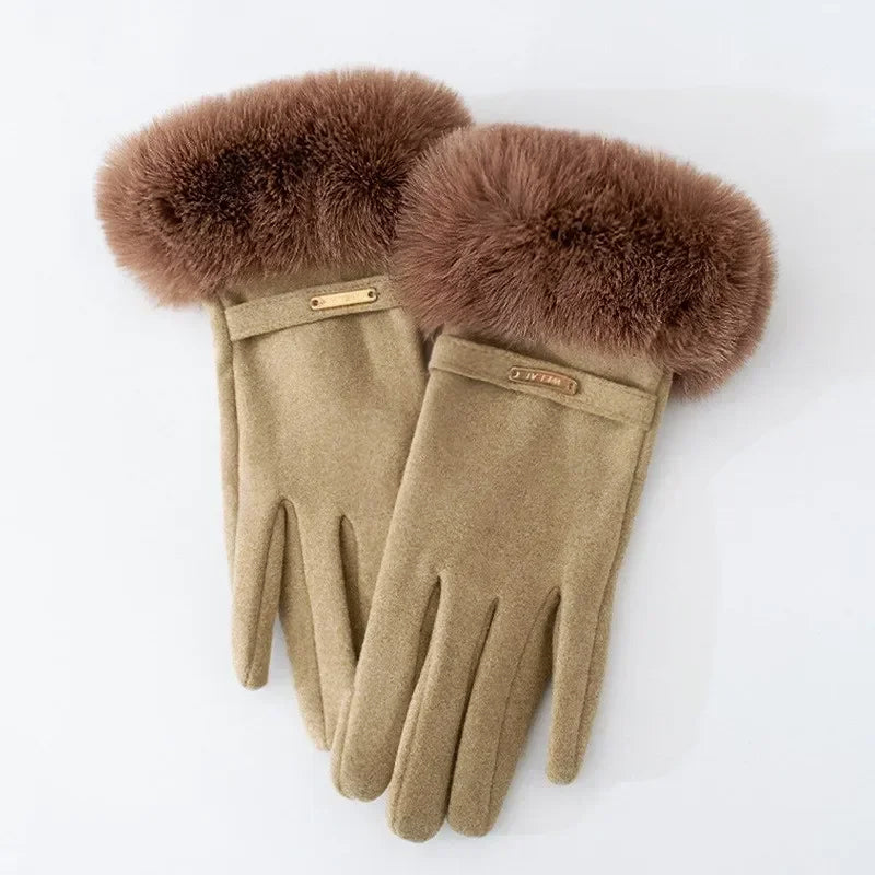 Isabella Fitted Gloves | Plush Cuff, Strap Detail Gloves