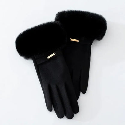 Isabella Fitted Gloves | Plush Cuff, Strap Detail Gloves