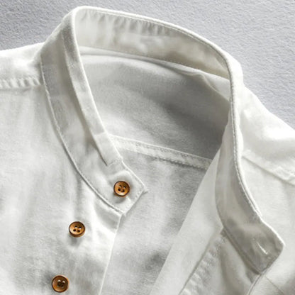 Herreskjorte - Slim Fit - Langermet med Kinakrave - Pustende og Stilig Design