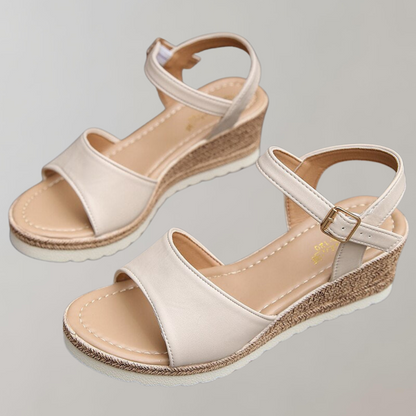 Women's Platform Sandals – Open Toe – Adjustable Strap – Padded Sole – Minimalist Design
