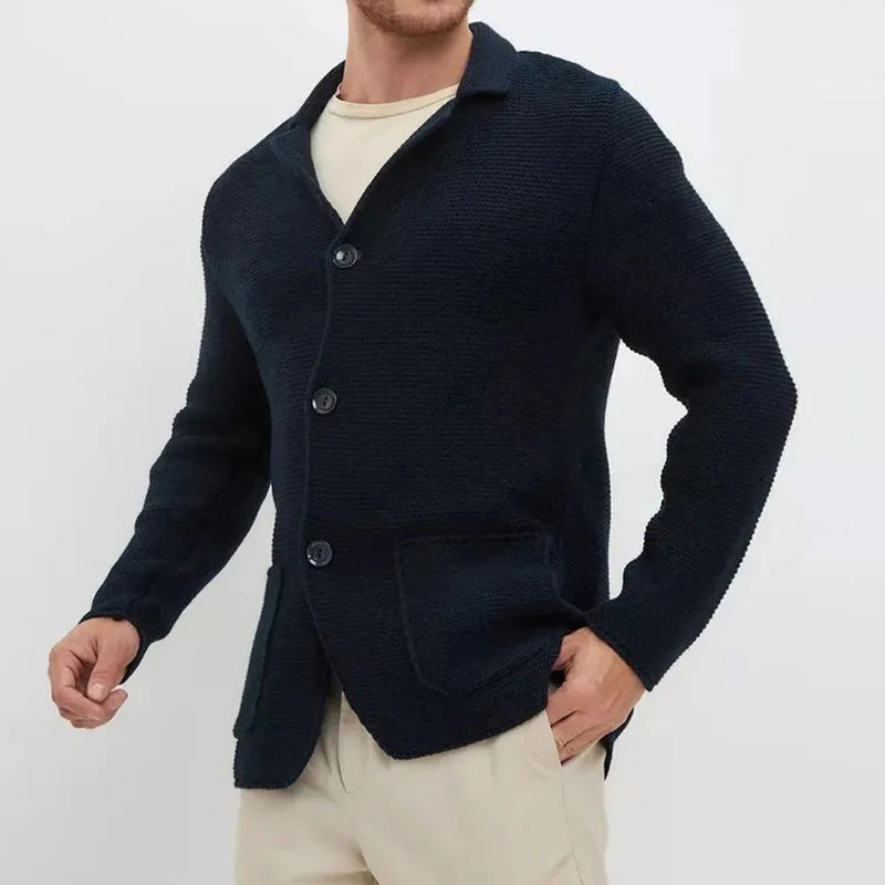 Mason Collared Cardigan | Button Front Patch Pockets Cardigan