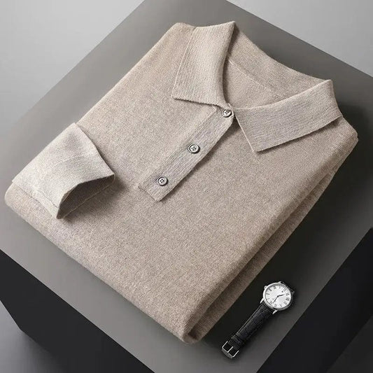 Herre Strikket Poloskjorte – Slim Fit – Klassisk Krage – Myk og Komfortabel