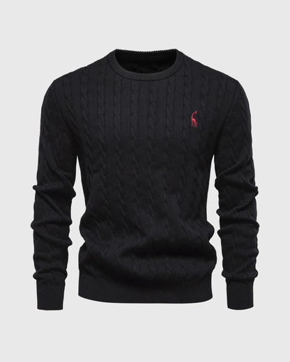 Men's Sweater – Cable Knit – Regular Fit – Ribbed Edges – Logo Detail