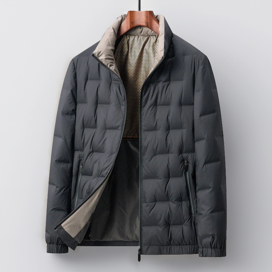 Men's Jacket - Padded Quilted Design - High Collar - Light and Warm