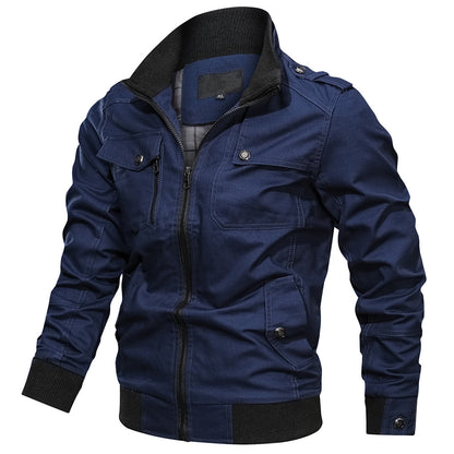 Men's Bomber Jacket – Regular Fit – Bomber Design with Ribbed Edges and Epaulettes – Multiple Pockets