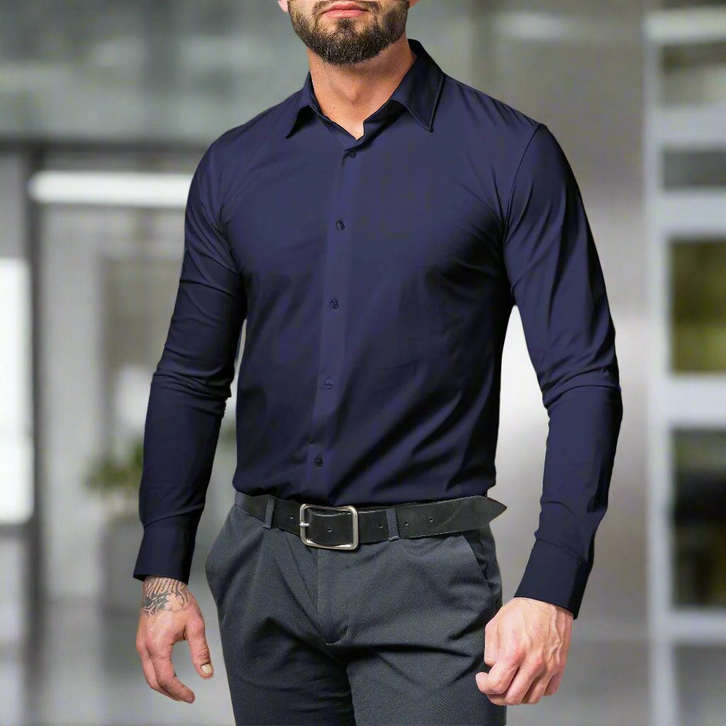 Herreskjorte - Slim Fit - Lange Ermer - Klassisk Krage - Elegant for Formelle Anledninger