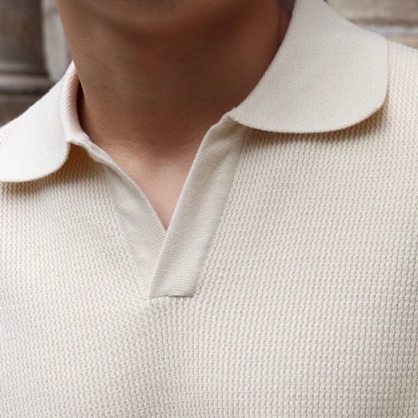 Herre Strikkegenser - Polo Krage - V-hals - Langermet Komfortabel Passform