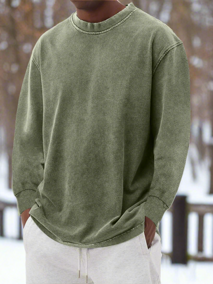 Herregenser - Langermet Crewneck - Avslappet Passform - Myk og Komfortabel