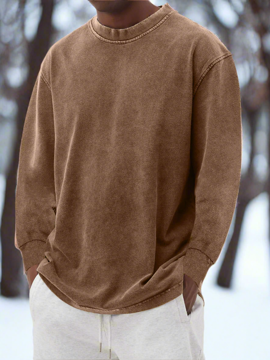 Herregenser - Langermet Crewneck - Avslappet Passform - Myk og Komfortabel