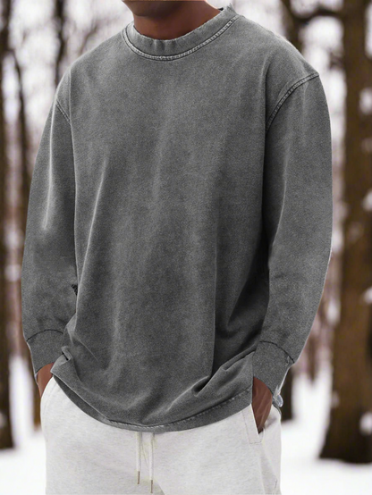 Herregenser - Langermet Crewneck - Avslappet Passform - Myk og Komfortabel