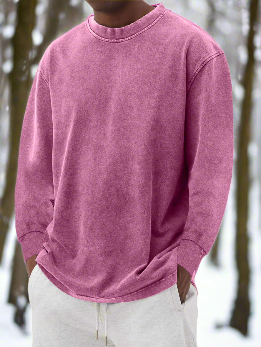 Herregenser - Langermet Crewneck - Avslappet Passform - Myk og Komfortabel