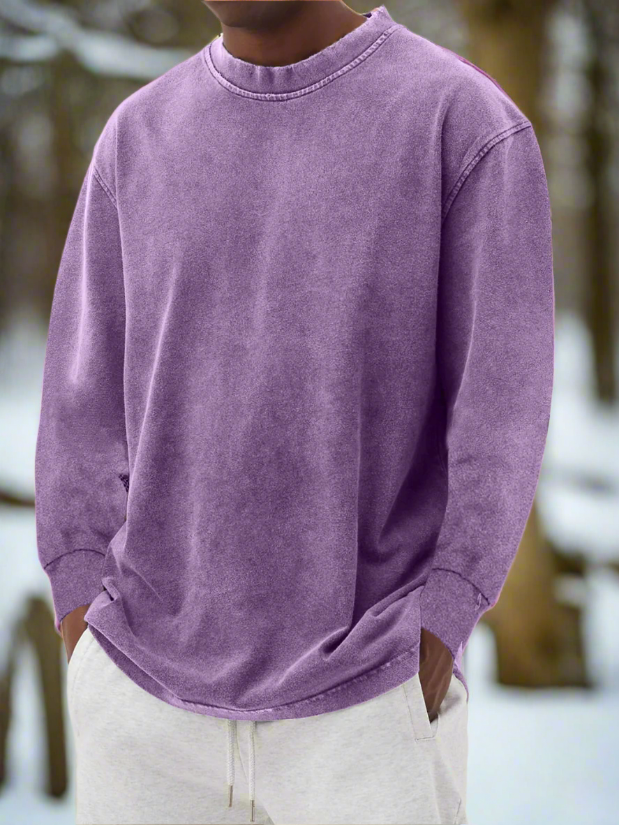Herregenser - Langermet Crewneck - Avslappet Passform - Myk og Komfortabel