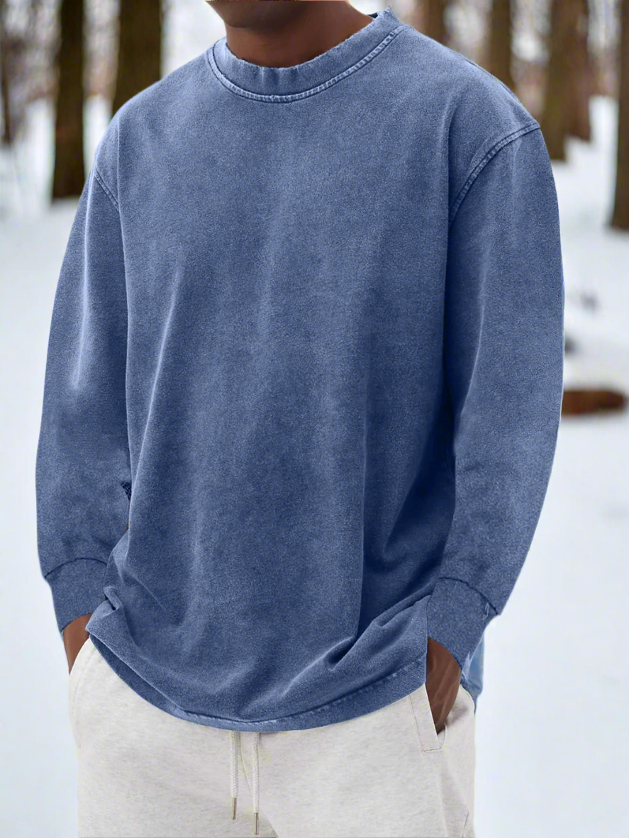 Herregenser - Langermet Crewneck - Avslappet Passform - Myk og Komfortabel