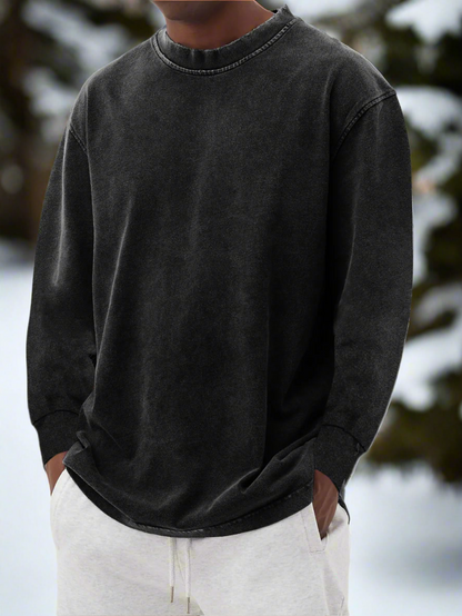 Herregenser - Langermet Crewneck - Avslappet Passform - Myk og Komfortabel
