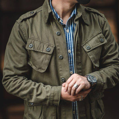 Zachary Collared Work Jacket | Shoulder Epaulets Work Jacket