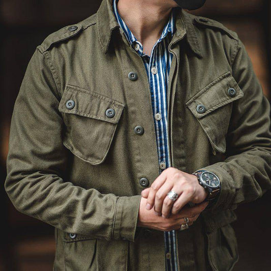 Zachary Collared Work Jacket | Shoulder Epaulets Work Jacket