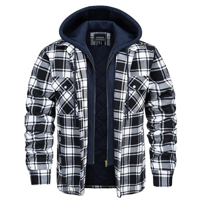Men's Jacket with Hood – Relaxed Fit – Plaid Flannel – Quilted Lining