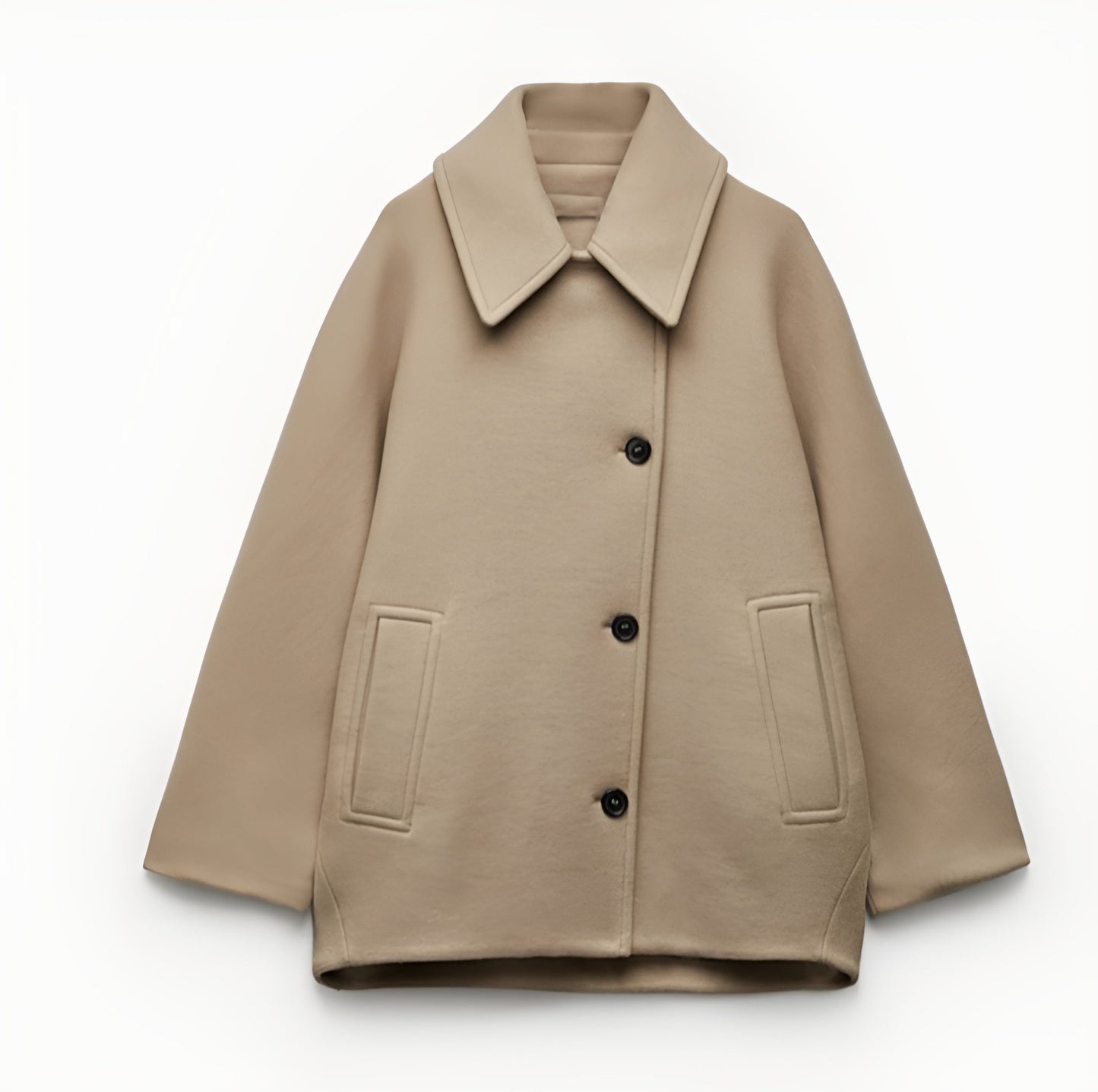 Dame Kåpe - Oversized Passform - Ullblanding - Dobbeltspennet - Notch-Lapel
