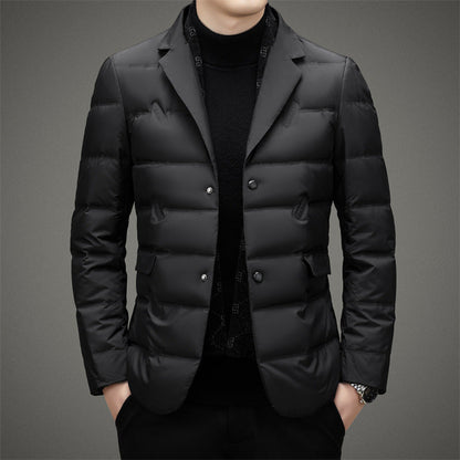Men's Jacket – Down Jacket in Quilted Fabric – Tailored Fit – Double-Breasted – Mid-Length