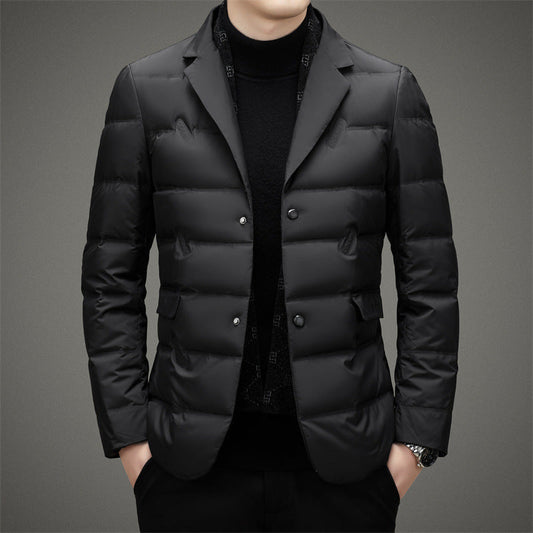 Men's Jacket – Down Jacket in Quilted Fabric – Tailored Fit – Double-Breasted – Mid-Length