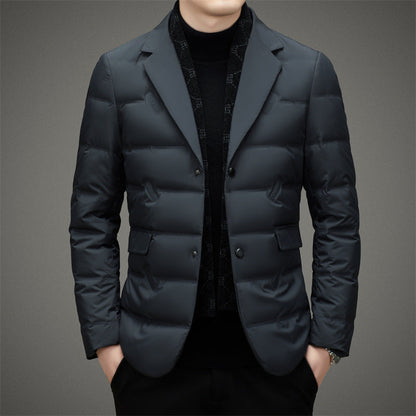 Men's Jacket – Down Jacket in Quilted Fabric – Tailored Fit – Double-Breasted – Mid-Length