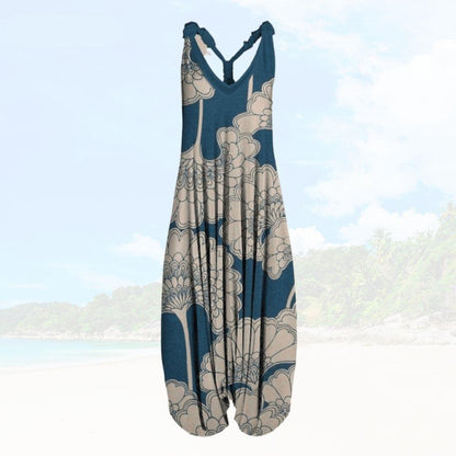 Women's Jumpsuit – Relaxed Fit – Sleeveless – Breathable Fabric – Ankle Length