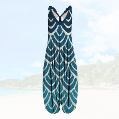 Women's Jumpsuit – Relaxed Fit – Sleeveless – Breathable Fabric – Ankle Length
