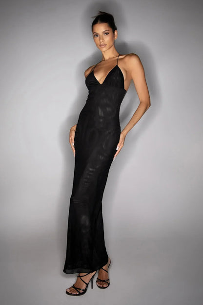 Dress woman – Slim fit – Open back with butterfly – Elegant draping