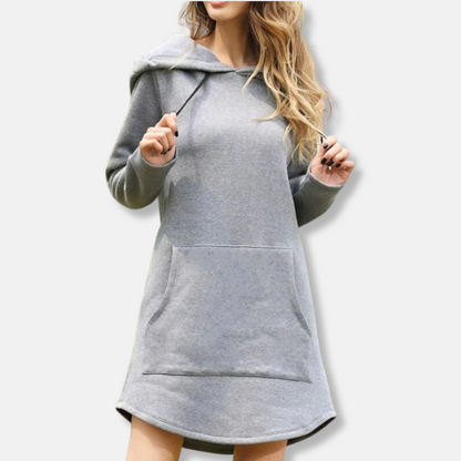 Women's Hoodie Dress – Relaxed Fit – Soft Cotton Blend – Long Sleeves