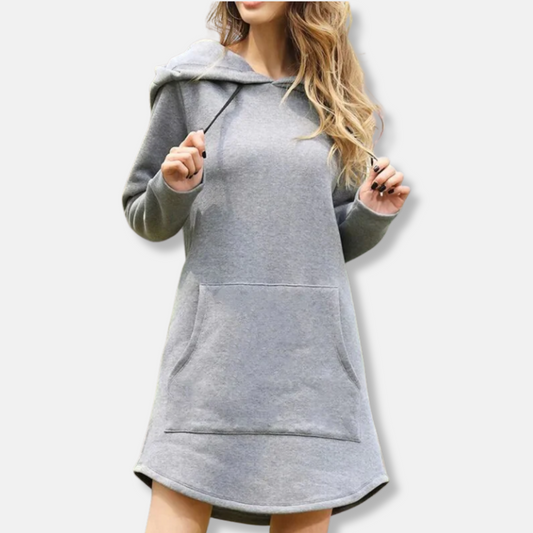Women's Hoodie Dress – Relaxed Fit – Soft Cotton Blend – Long Sleeves