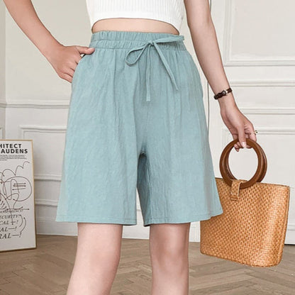 Women's Shorts – Knee-Length Model – Relaxed Fit – Natural Fibers – Elastic Waist
