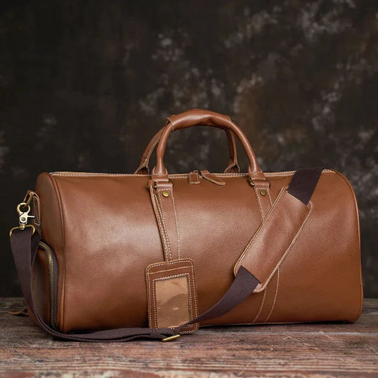 Joseph Leather Duffel Bag | Top Handle, Shoulder Strap Duffel Bag