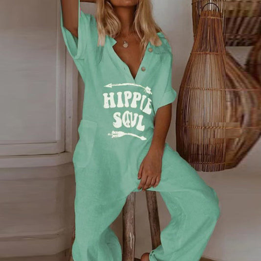 Hippie Soul - Modern full-cover garment with V-neck made of soft cotton
