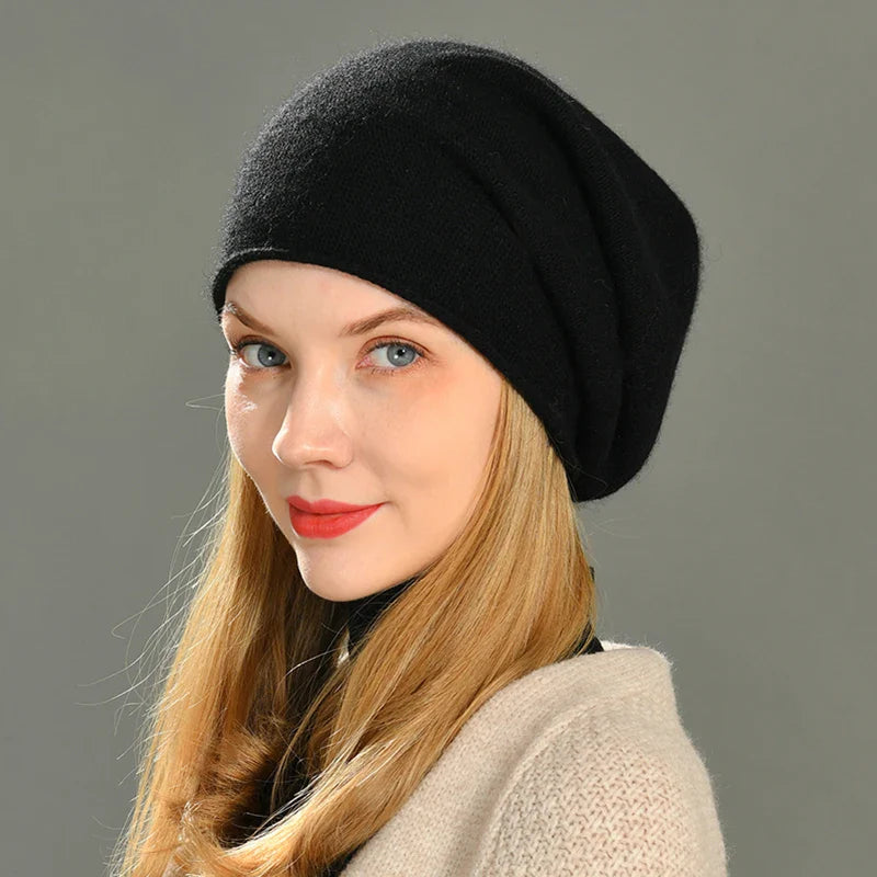 Ilaria Slouch Beanie | Solid With Ribbed Trim Beanie