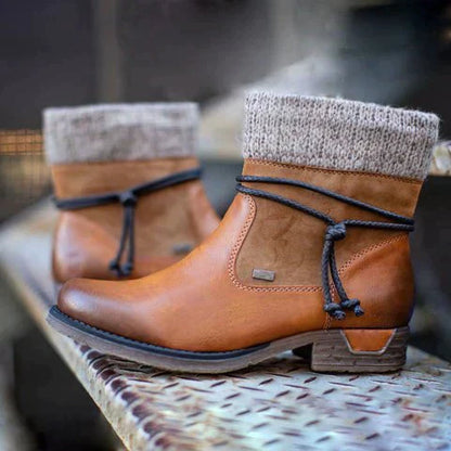 Women's Ankle Boots – Knitted Cuff – Comfortable Heel – Durable Sole