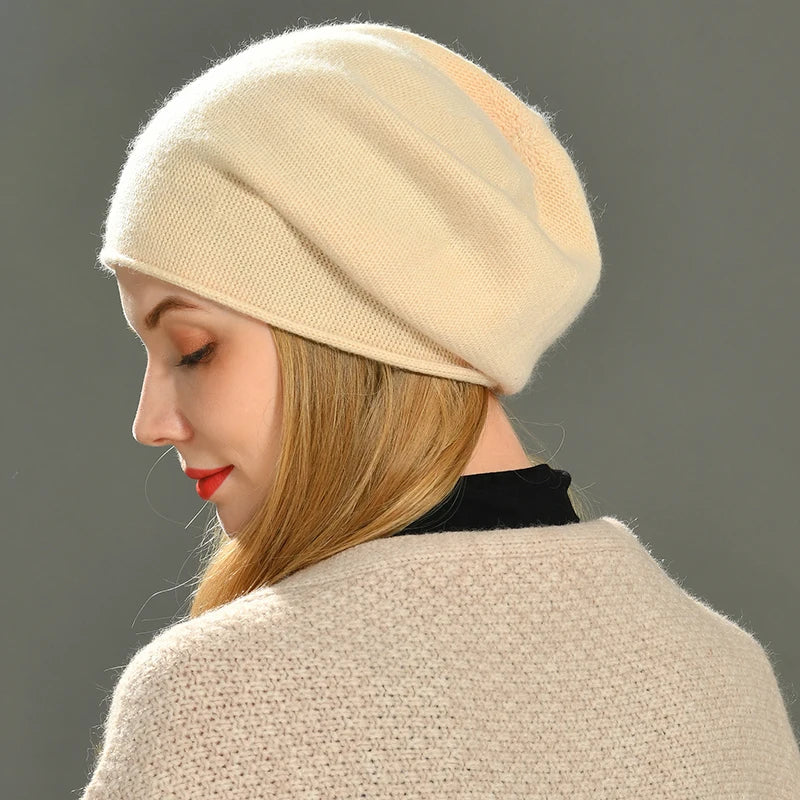 Ilaria Slouch Beanie | Solid With Ribbed Trim Beanie