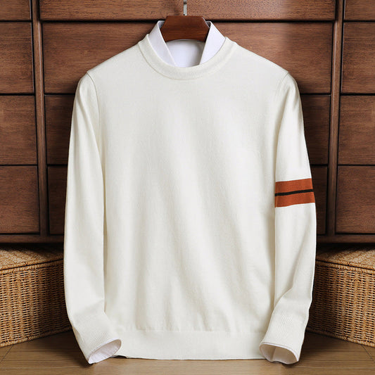 Men's Sweater – Classic Fit – Wool Blend – High Neck – Stripe Detail – Ribbed Edges