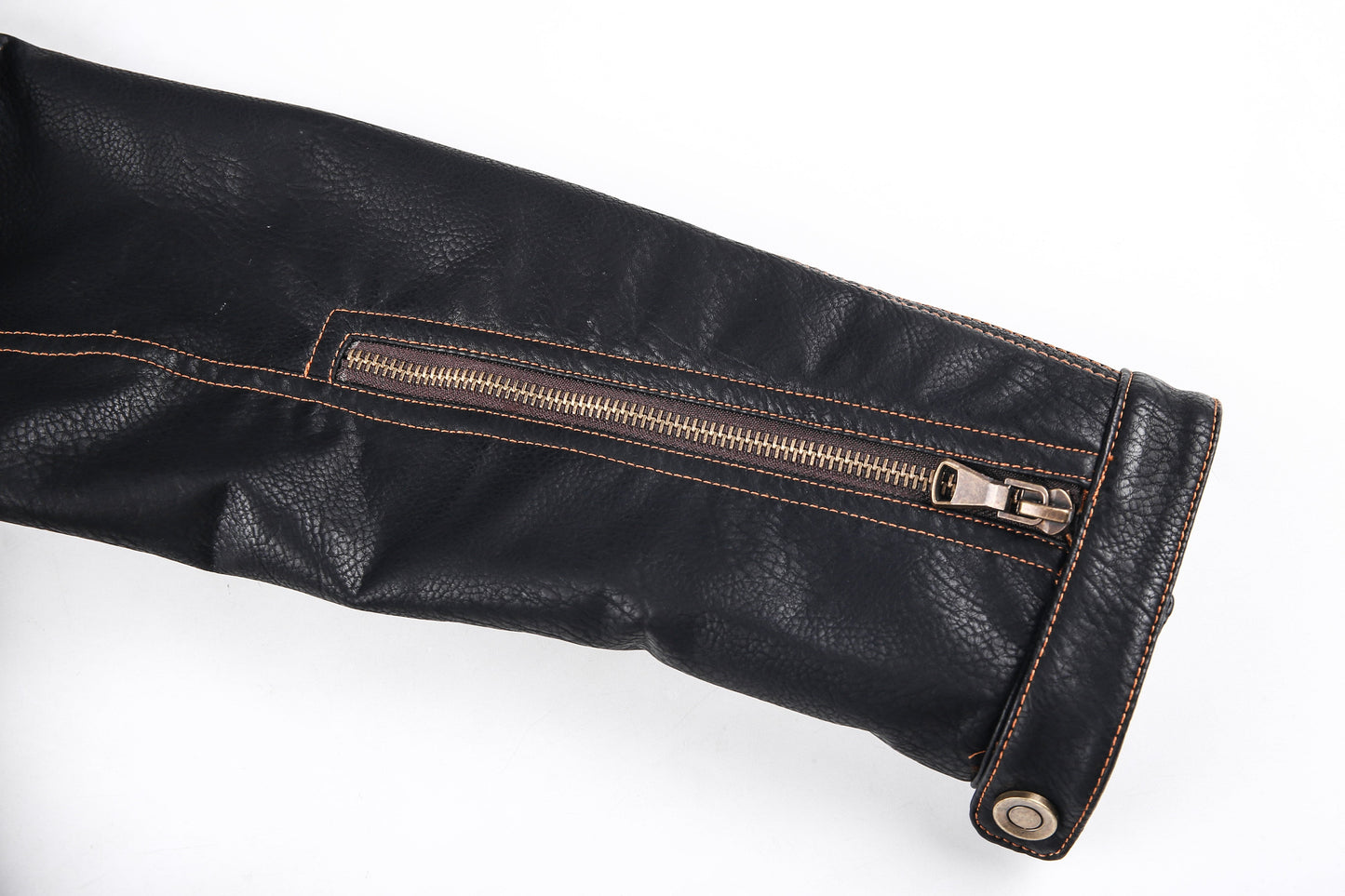 Herre Skinnjakke – Bikerstil – Asymmetrisk Glidelås – Belte i Midjen – Flere Lommer