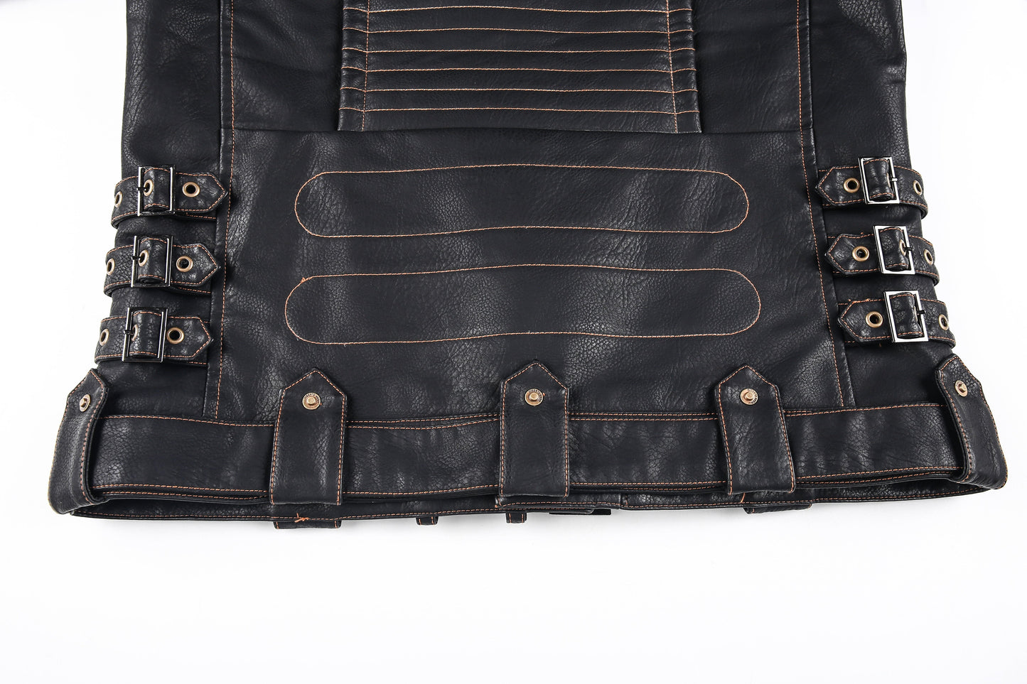 Herre Skinnjakke – Bikerstil – Asymmetrisk Glidelås – Belte i Midjen – Flere Lommer