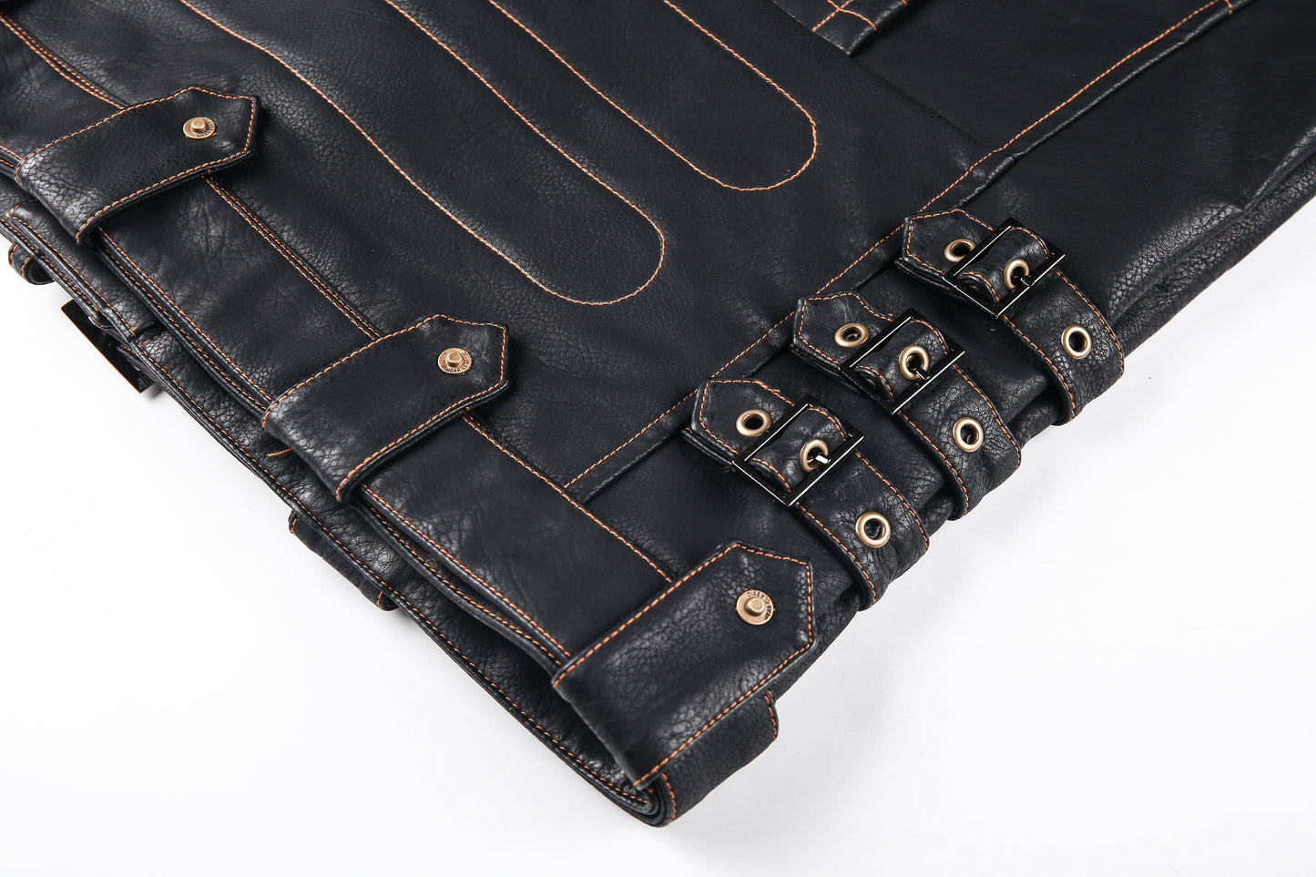 Herre Skinnjakke – Bikerstil – Asymmetrisk Glidelås – Belte i Midjen – Flere Lommer