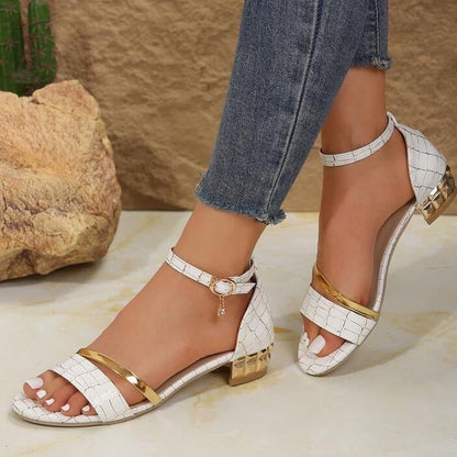 Women's Sandals – Open Toe – Supportive Fit – Block Heel – Elegant Ankle Strap