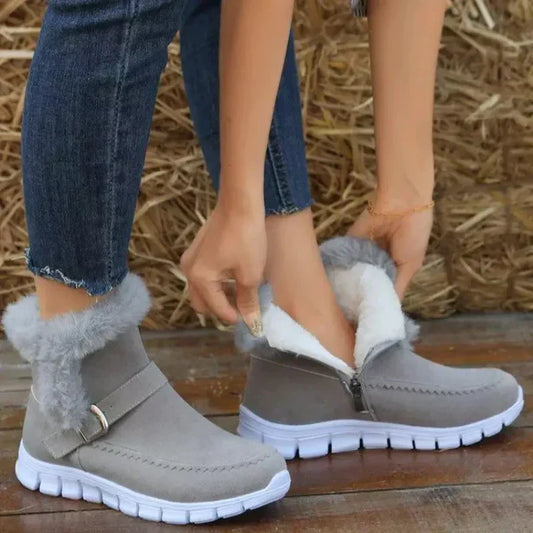 Dame Ankelstøvler – Semsket Look – Mykt Fôr – Glidelås – Komfortabel Såle