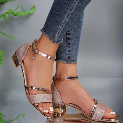 Women's Sandals – Open Toe – Supportive Fit – Block Heel – Elegant Ankle Strap