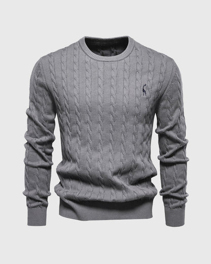 Men's Sweater – Cable Knit – Regular Fit – Ribbed Edges – Logo Detail