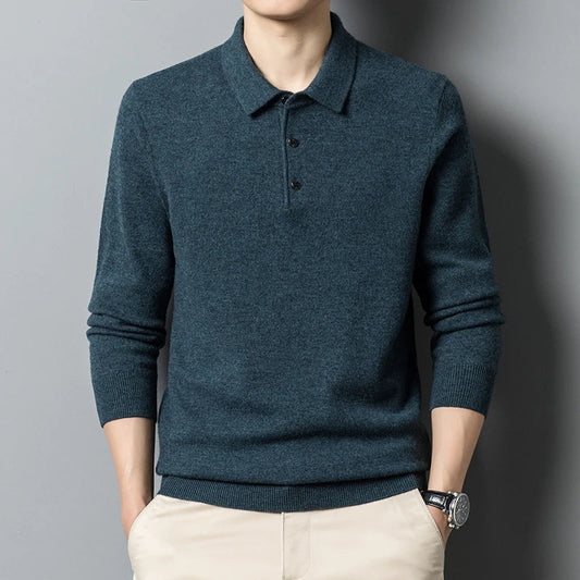 Men's Sweater with Polo Collar – Wool Blend – Regular Fit – Ribbed Edges – Three Buttons